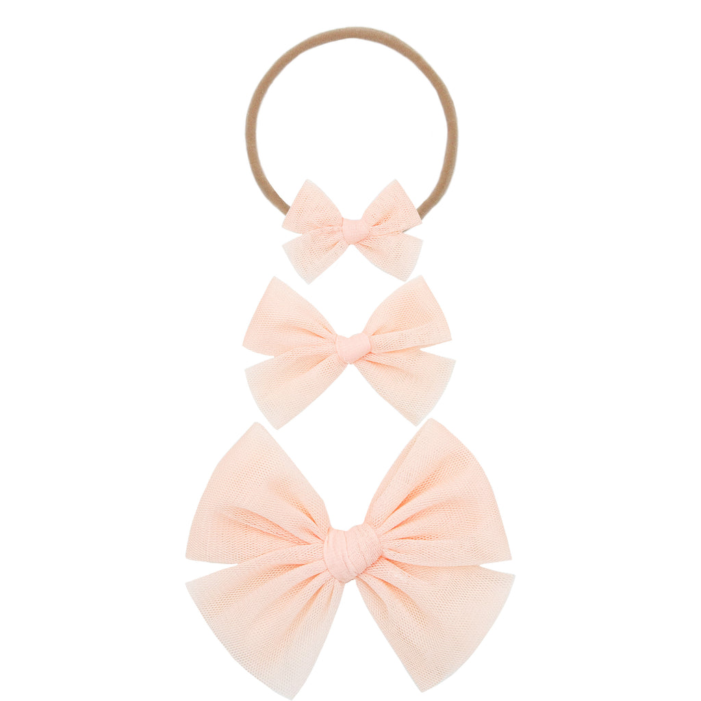 Tulle Bow Blush Headband Lou Lou Company