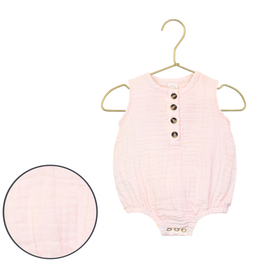 Cloud Muslin Bubble Romper Blush Lou Lou Company