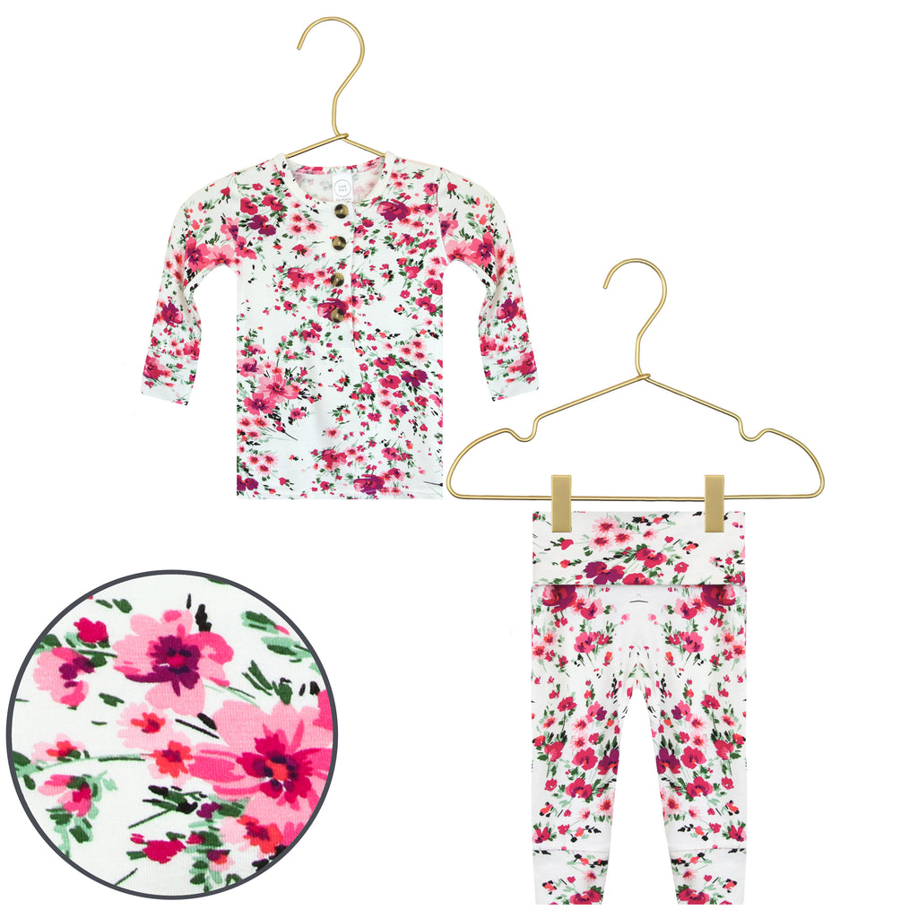 Lou lou and company Penelope pink green floral top & store bottom set outfit 12-24 mon