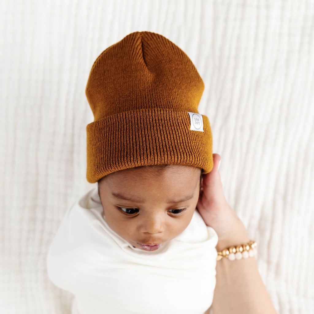 Beanie with Pom - Camel Brown Child/Adult