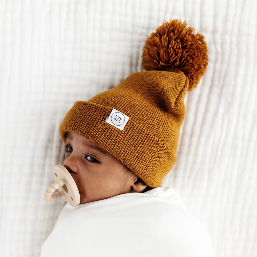 Beanie with Pom - Camel Brown Child/Adult