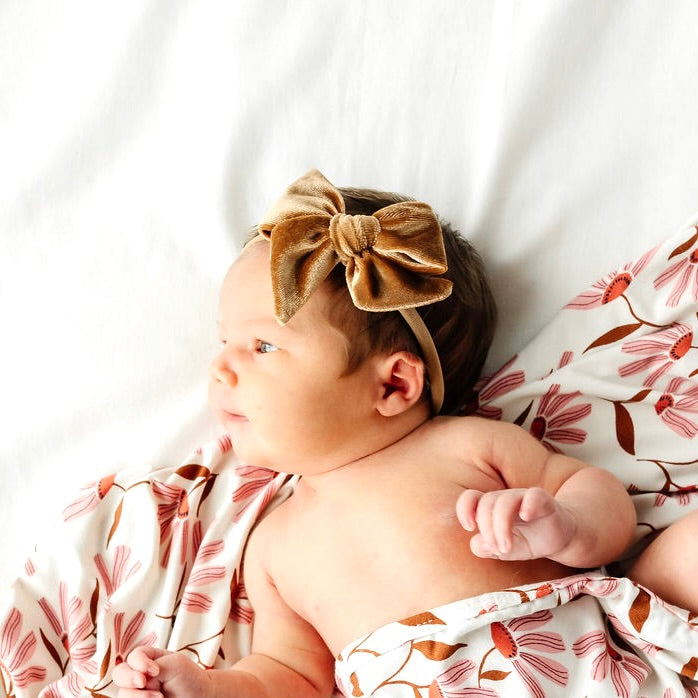 Rust Velvet Bow Large Bow / Nude Headband - Lou Lou & Company