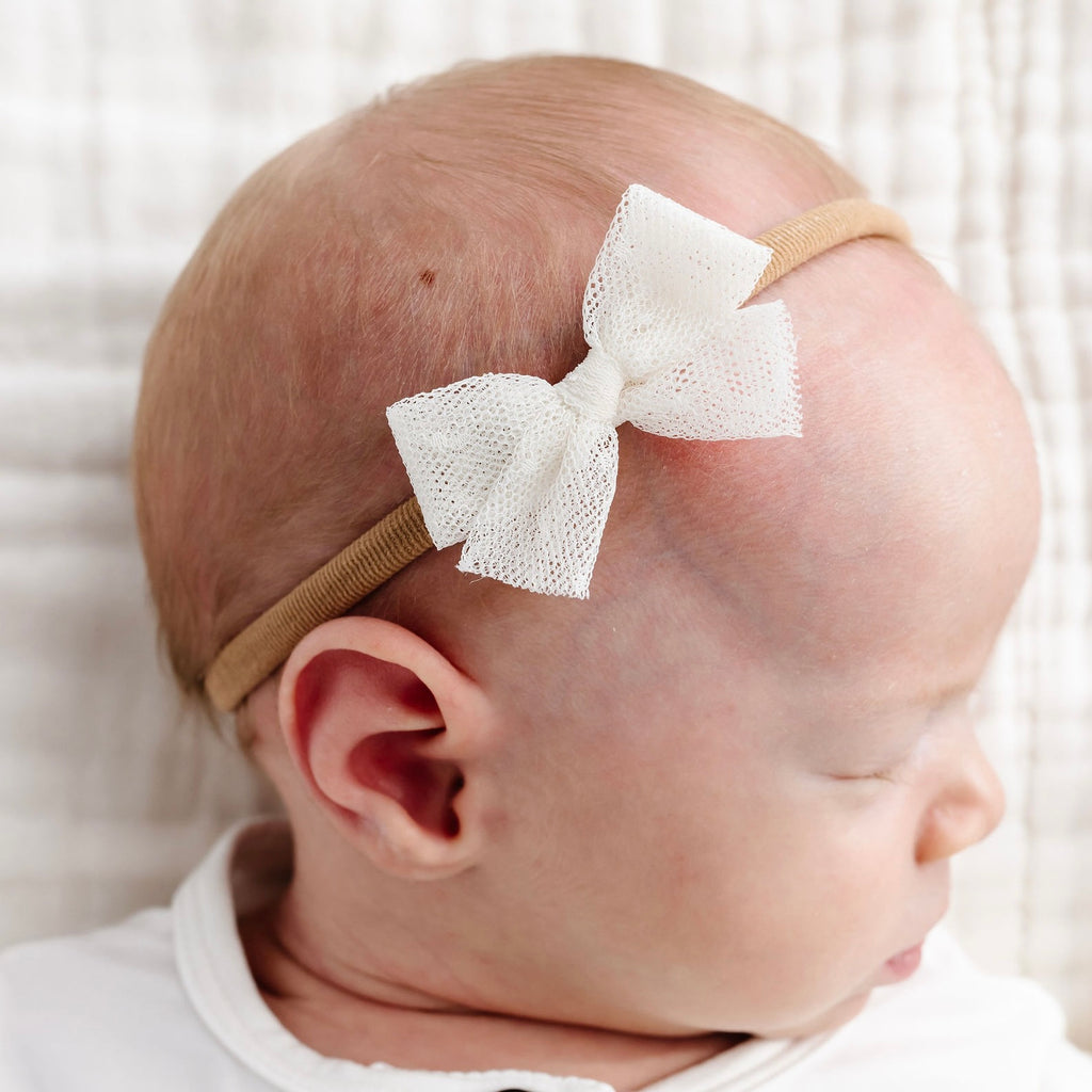 Neutral Lace Bow Baby Headband 3PK – Elegant Baby