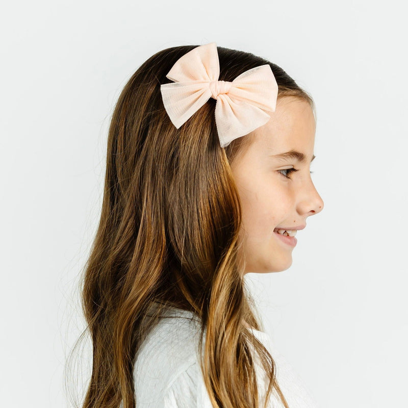 Tulle Bow - Peach Clip