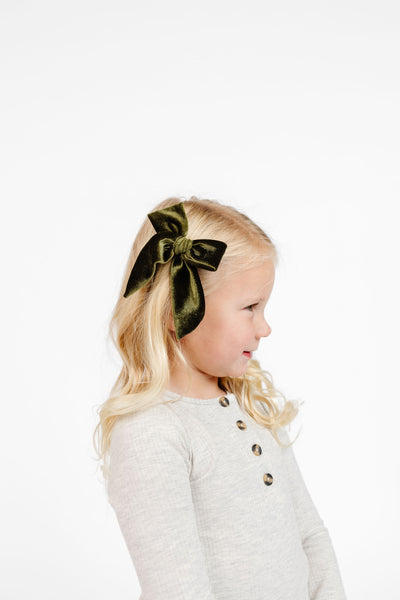 Velvet - Olive Bow Sash Clip