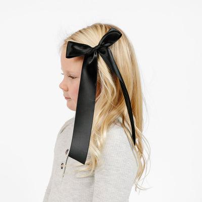 Satin Bow - Black Sash Clip