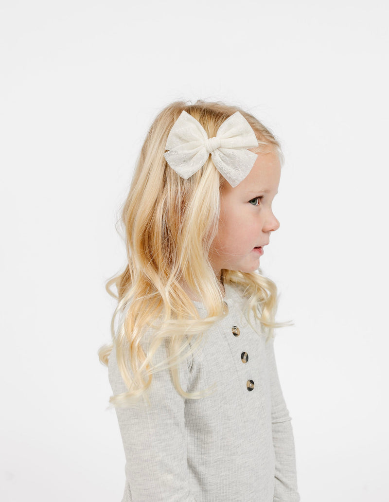 Tulle Bow 3 Pack: Blush Clips