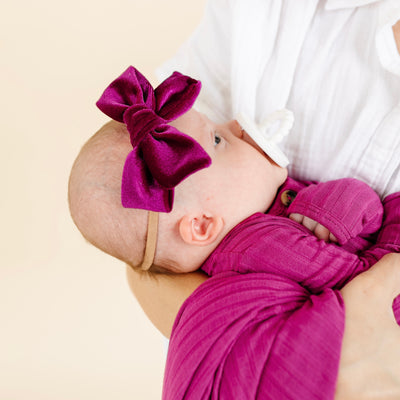 Velvet - Magenta Bow Headband