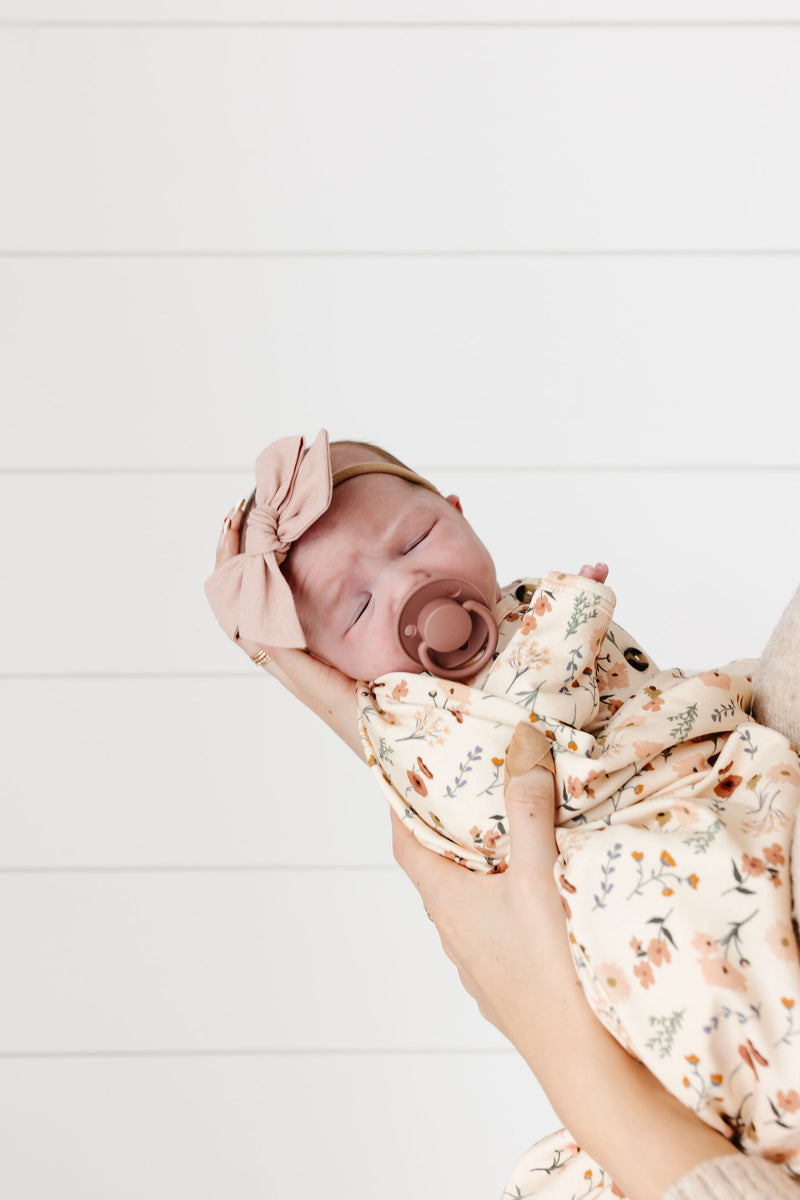 Linen Bow - Rose Headband