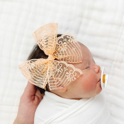 Lace Bow - Peach Headband