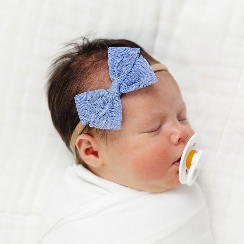 Tulle Bow - Periwinkle Dot Headband