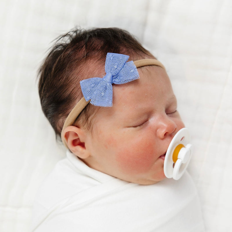 Tulle Bow - Periwinkle Dot Headband