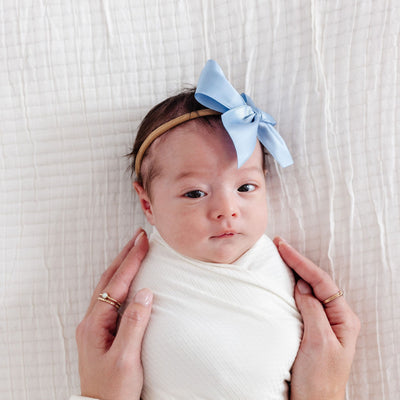 Satin Bow - French Blue Headband