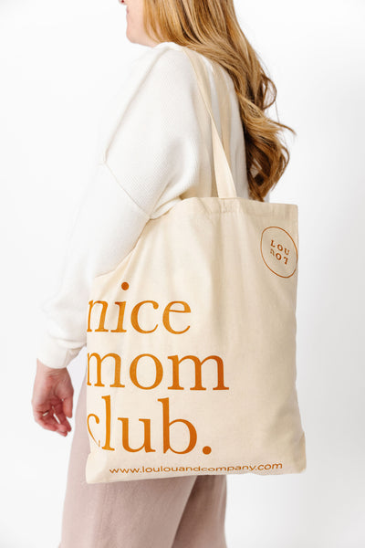 NICE MOM TOTE | “Nice Mom Club" Tan