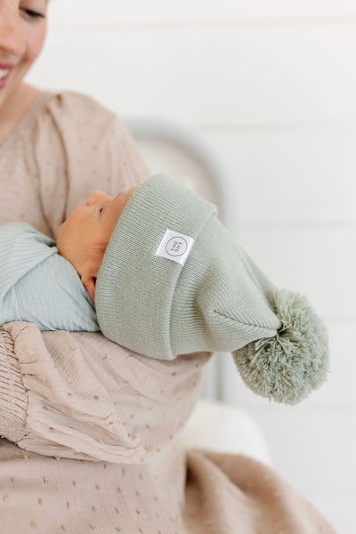 Beanie with Pom - Pewter