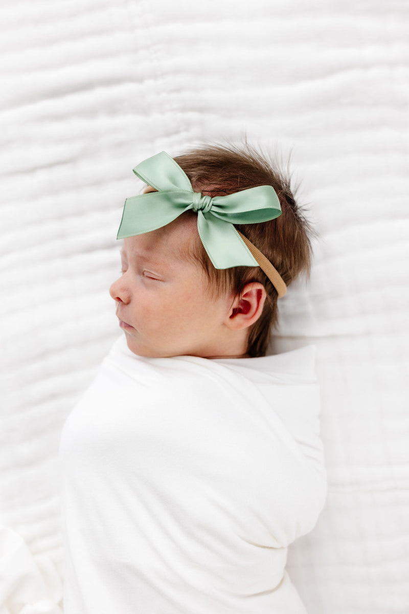 Satin Bow 3 Pack: Sage Headbands