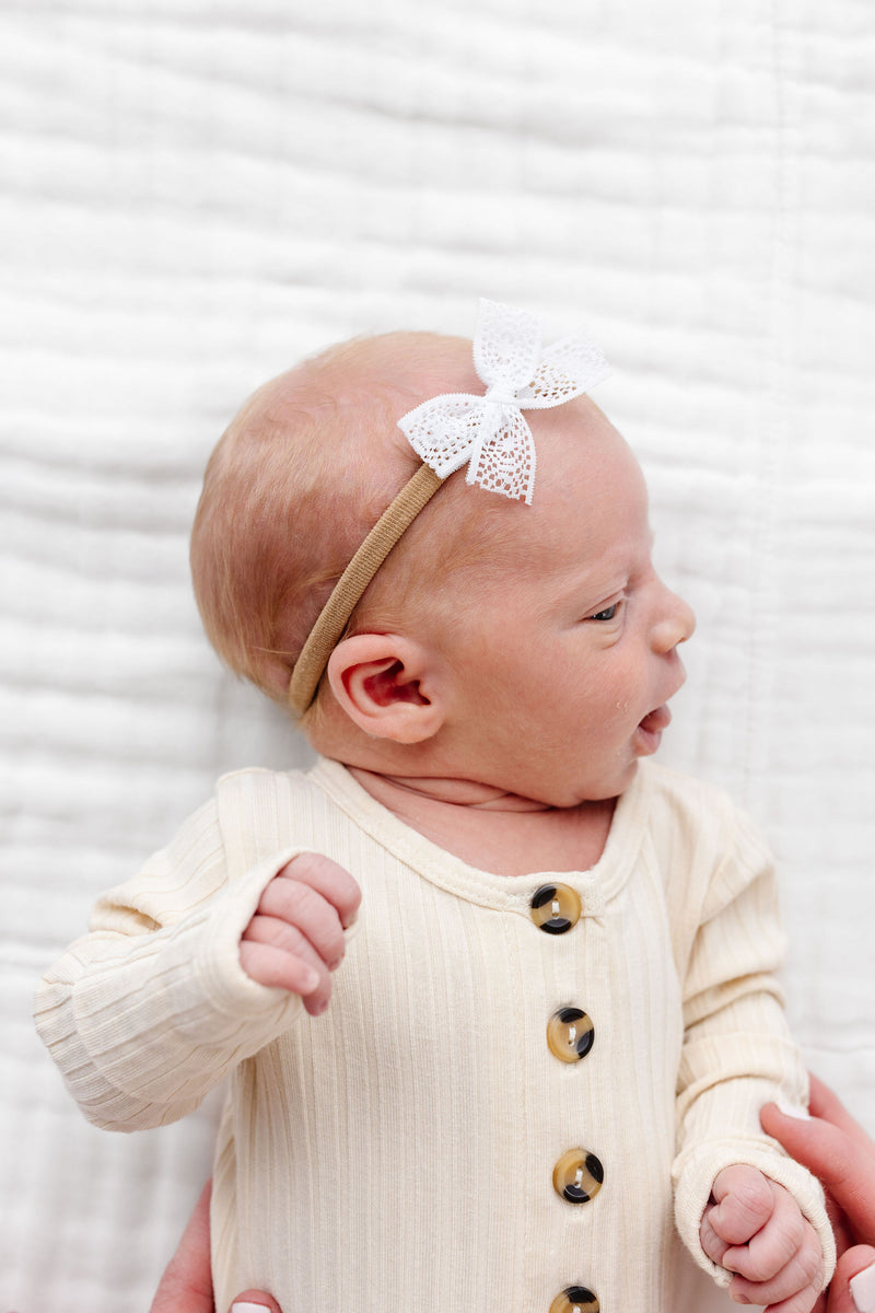 Lace Bow 3 Pack - Mini Cream Headbands