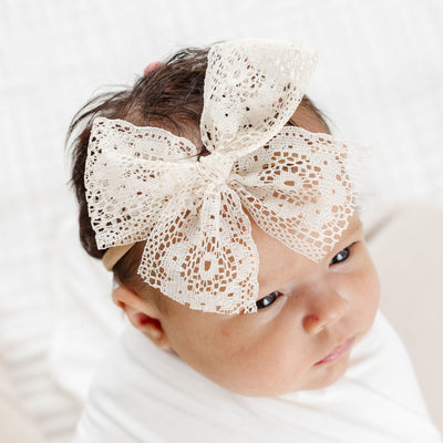 Lace Bow - Ivory Floral Headband