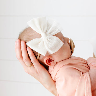 Tulle Bow - Ivory Dot Headband