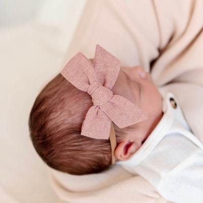 Linen Bow - Metallic Rose Headband