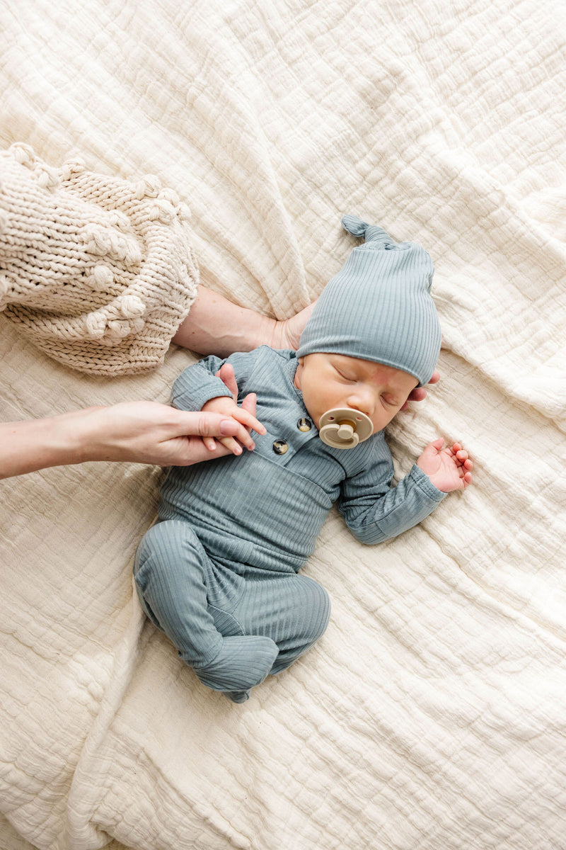 Ford Ribbed Newborn Hat Bundle (Top + Bottom)