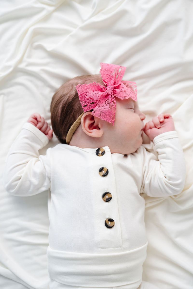 Lace Bow - Pixie Pink Headband