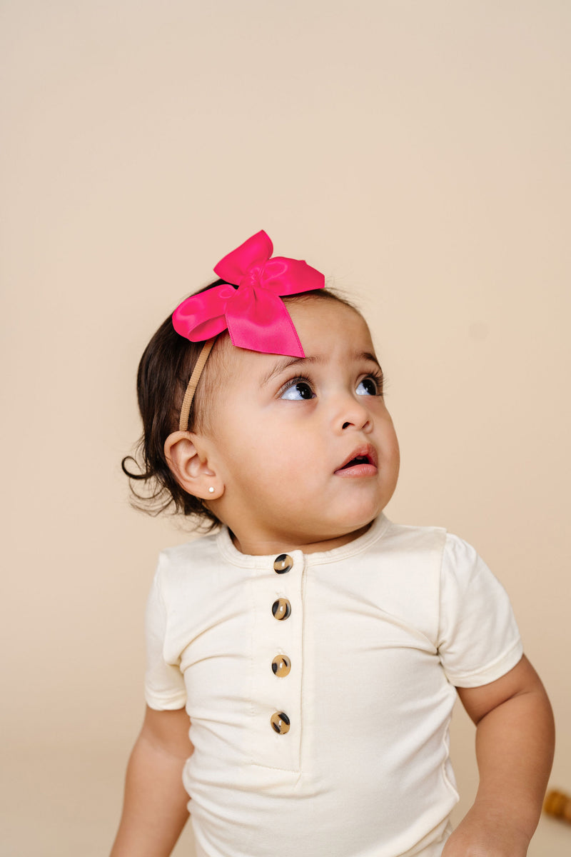 Satin Bow 3 Pack: Baby Pink Headbands