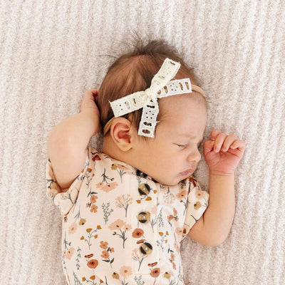 Lace Bow - Cream Eyelet Headband