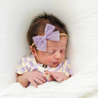 Tulle Bow - Lavender Dot Headband