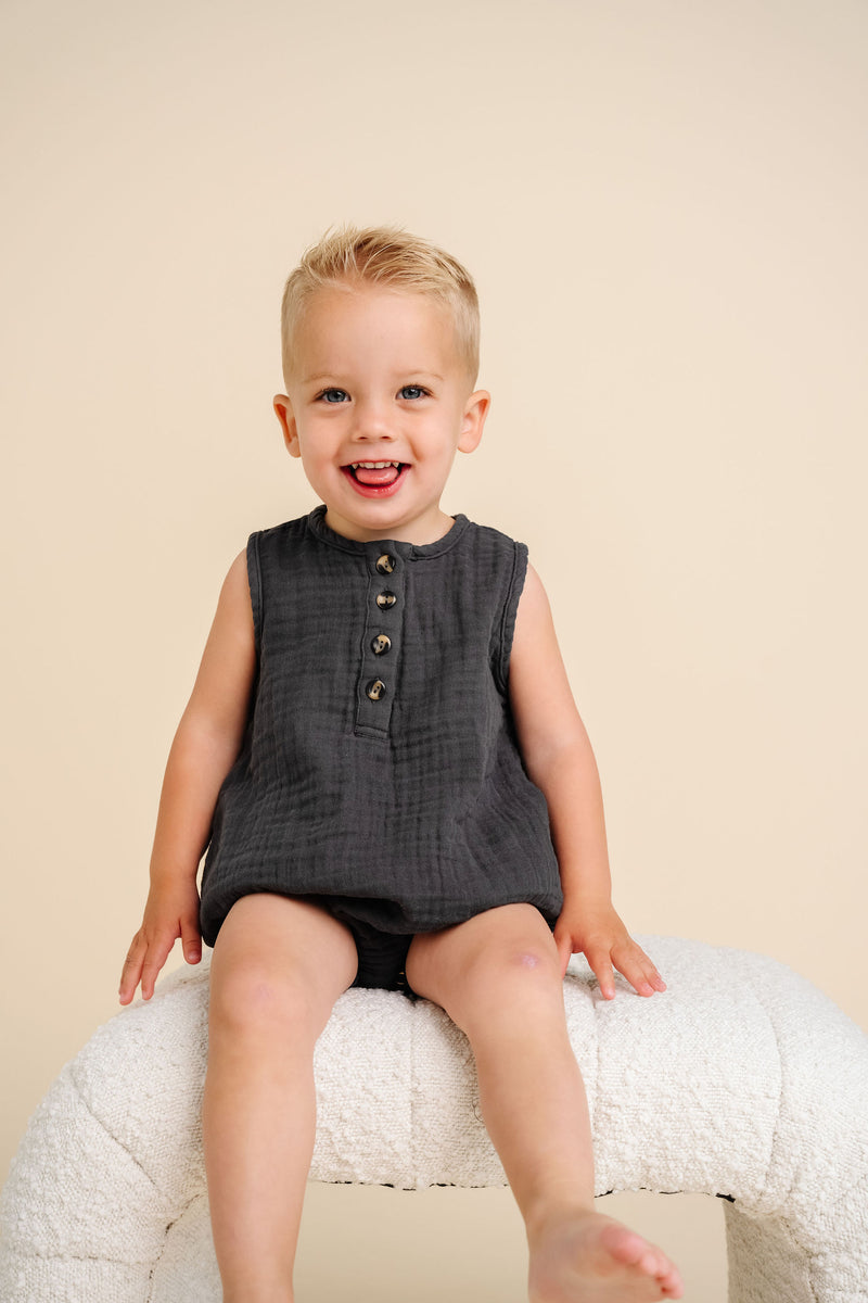 Cloud Muslin™ Bubble Romper - Charcoal