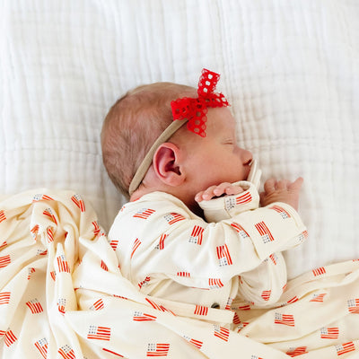 Lace Bow - Mini Red Headband