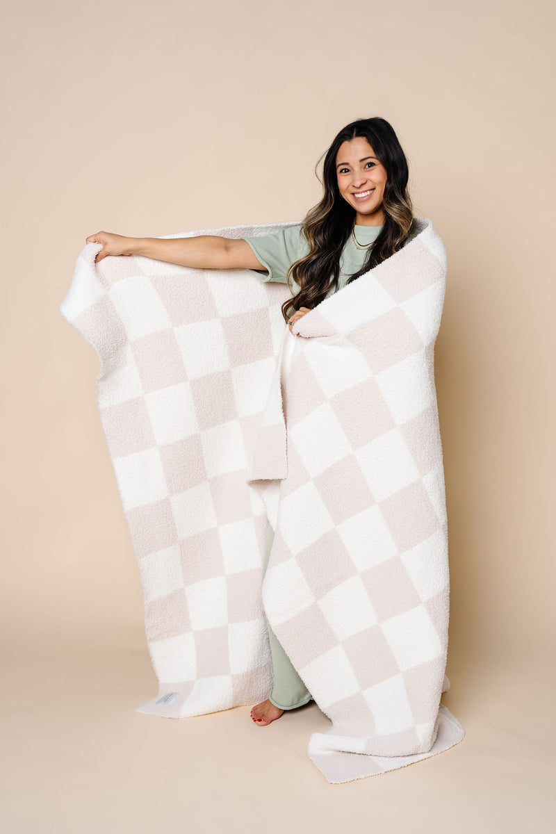 Chenille Blanket - Dune Check - Adult/Throw