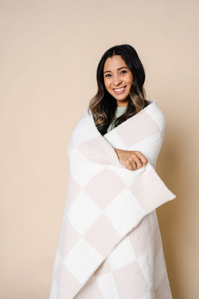 Chenille Blanket - Dune Check - Adult/Throw