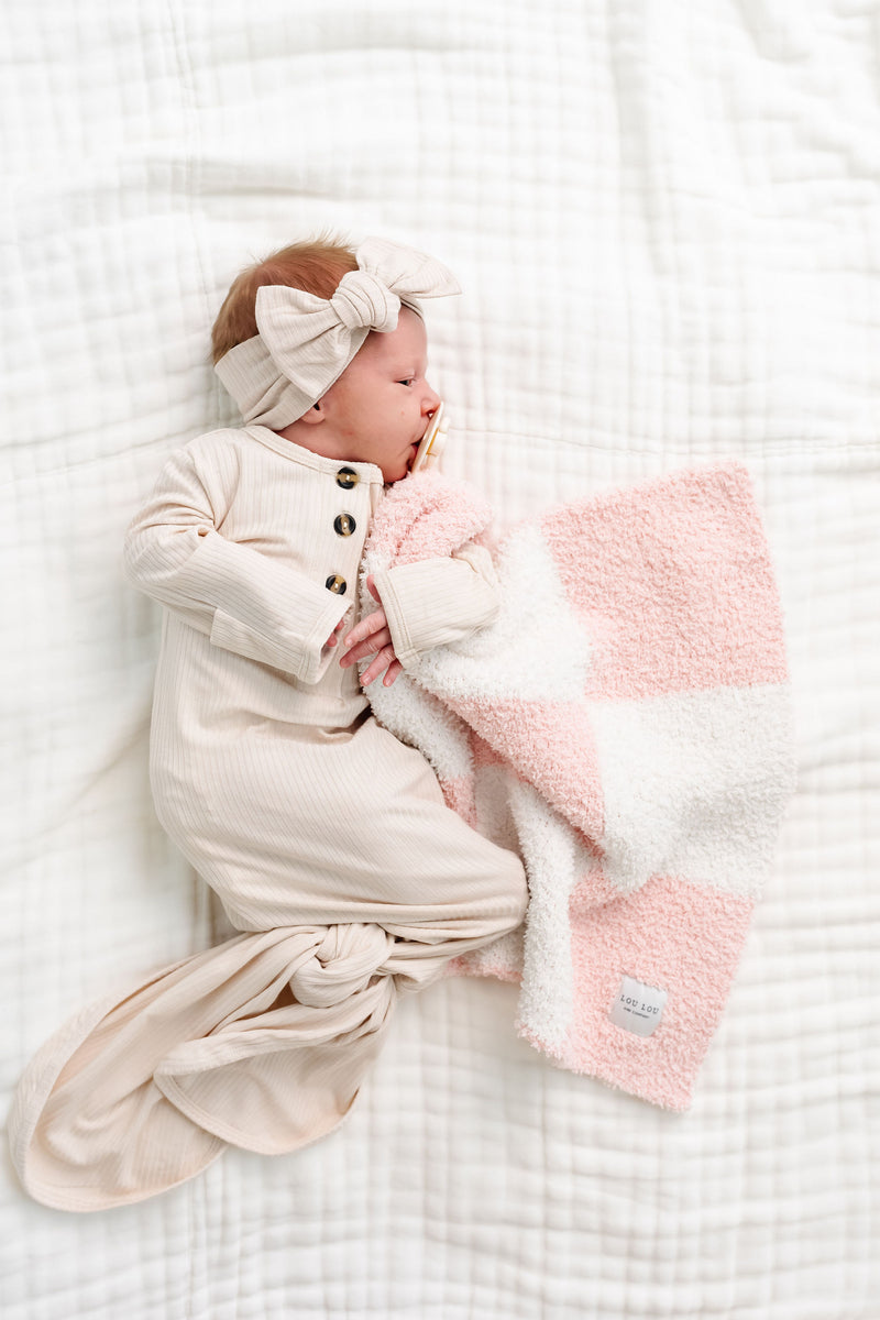 Chenille Blanket - Blush Check - Mini/Lovey