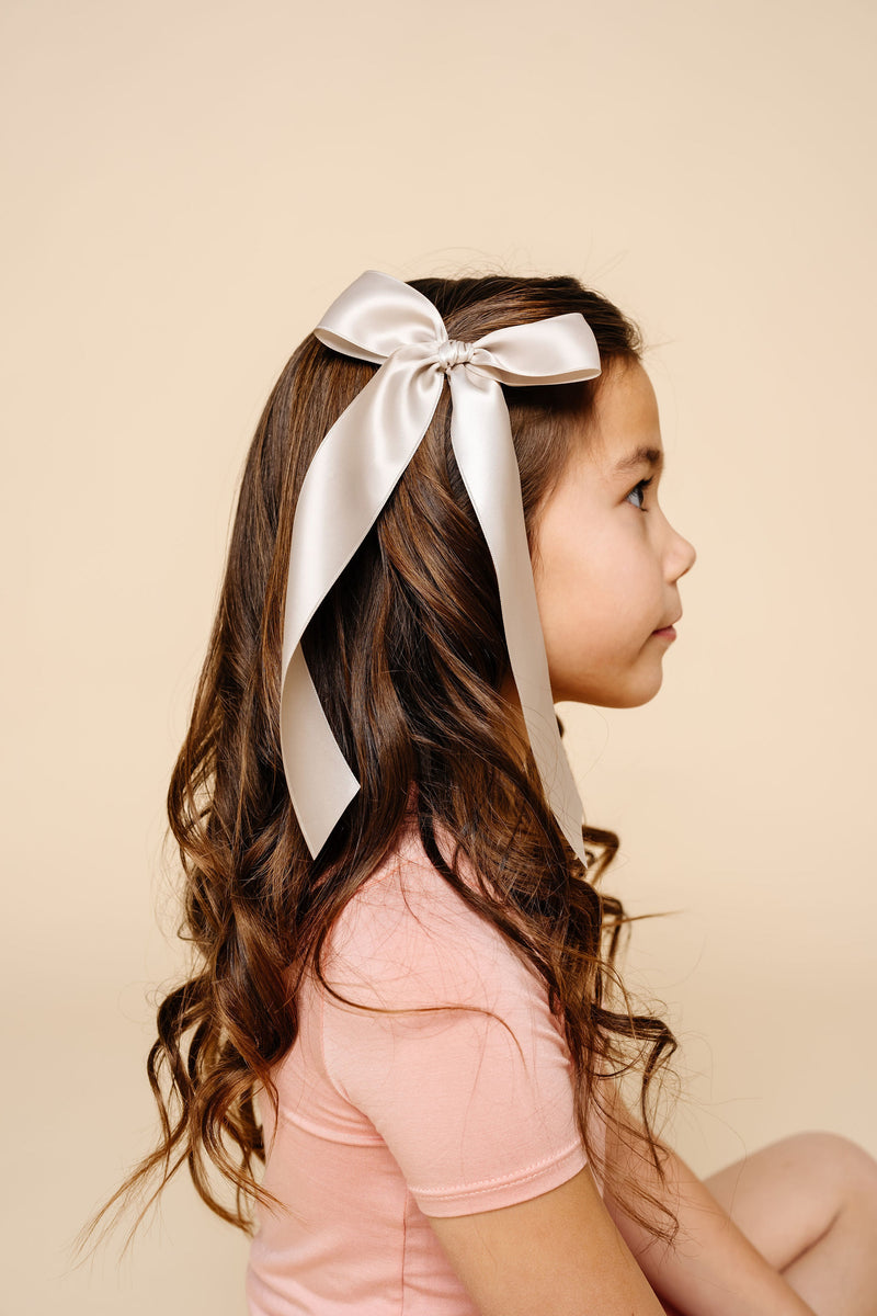 Satin Bow - Champagne Sash Clip