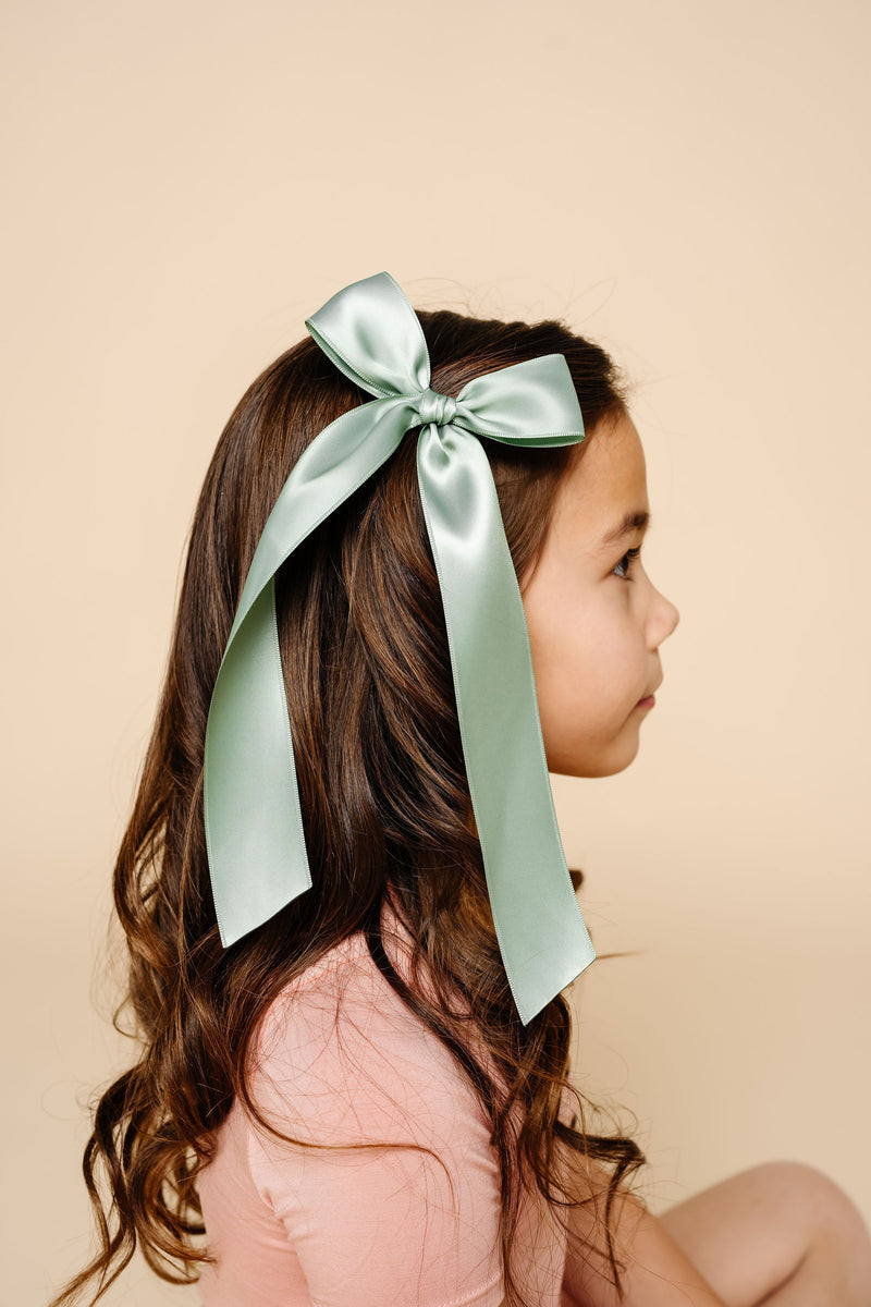 Satin Bow - Sage Sash Clip