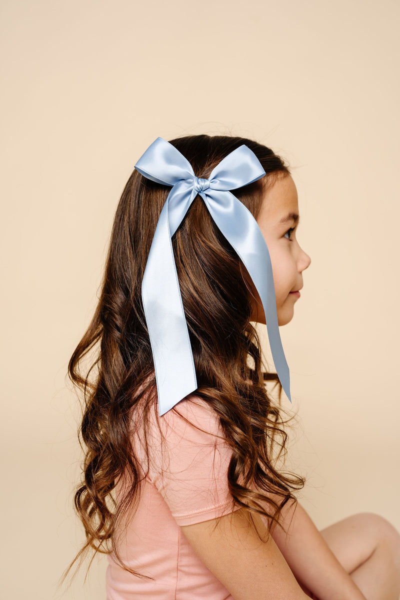 Satin Bow - French Blue Sash Clip