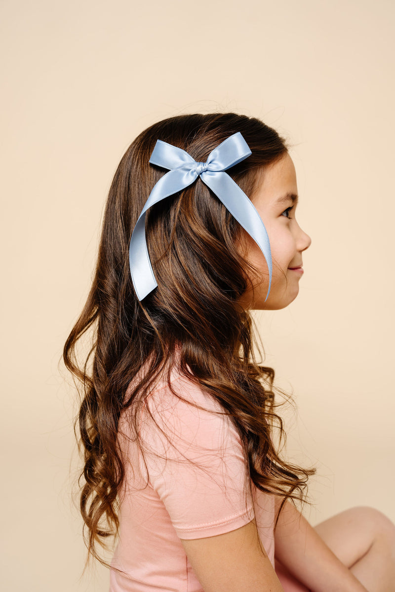 Satin Bow - French Blue Sash Clip