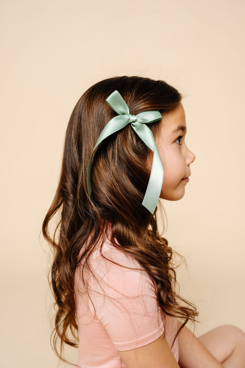 Satin Bow - Sage Sash Clip