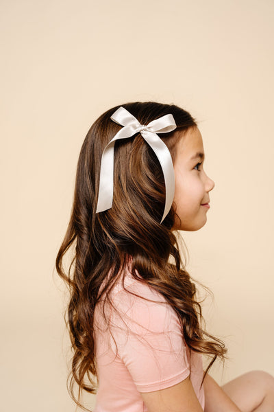 Satin Bow - Champagne Sash Clip