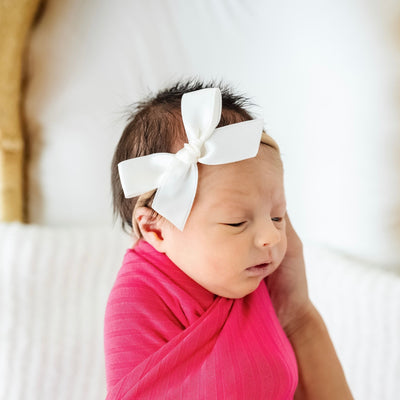 Satin Bow - White Headband