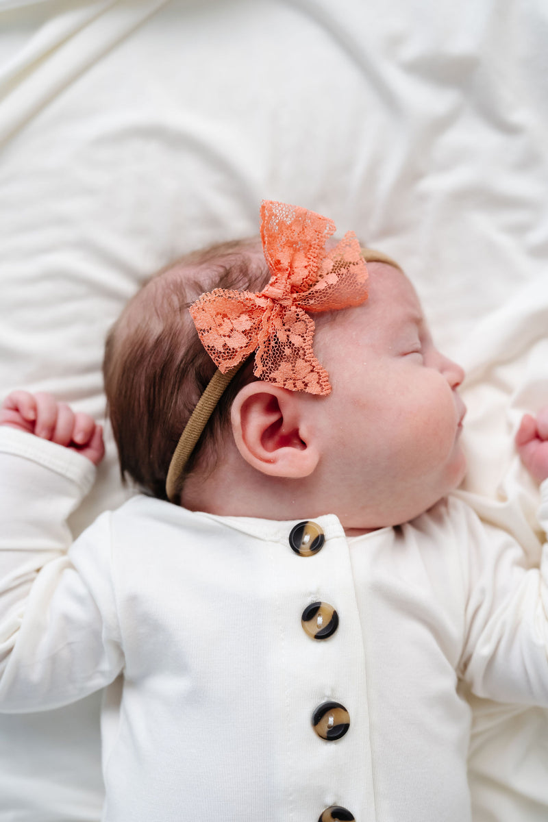 Lace Bow 3 Pack - Tangerine Headbands