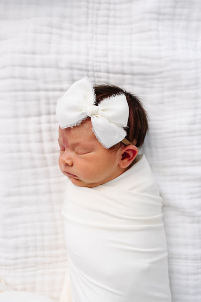 Chiffon Bow - Dove White Headband