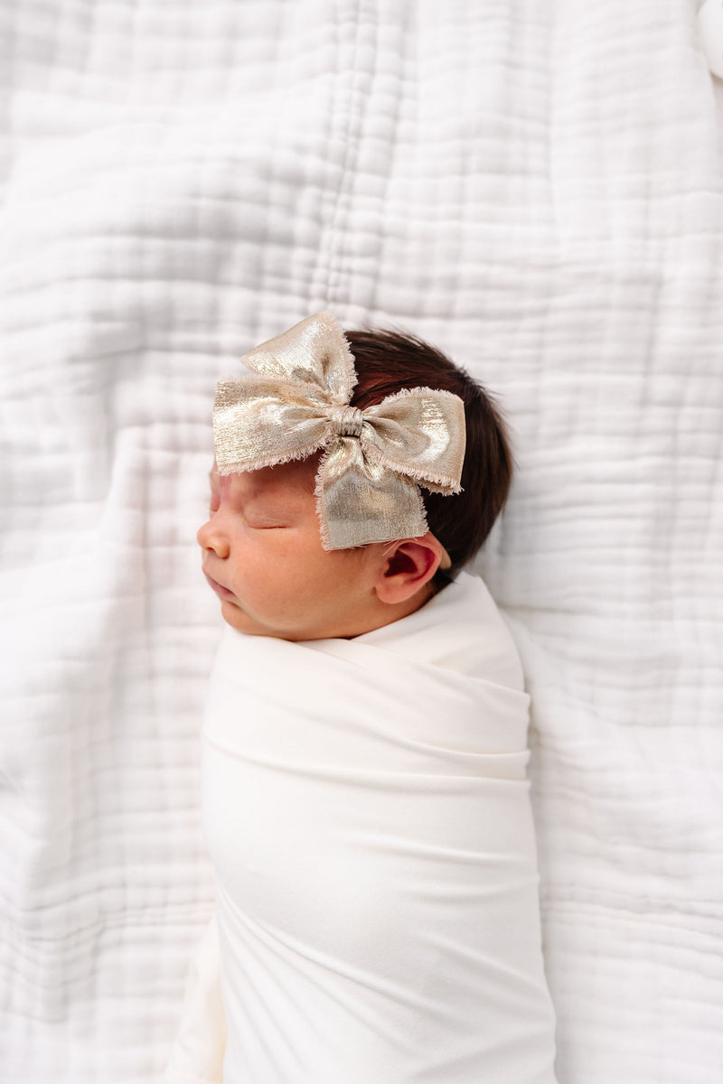 Chiffon Bow 3 Pack: Gold Headbands