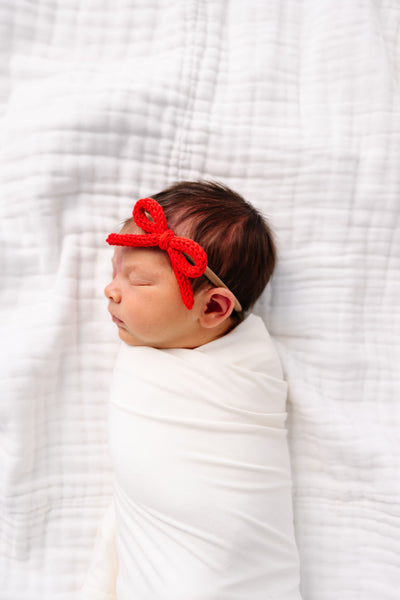 Crochet Bow - Cherry Headband