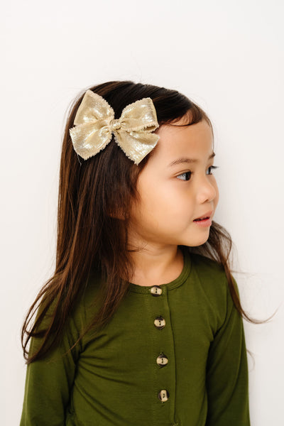 Chiffon Bow 3 Pack: Gold Clips