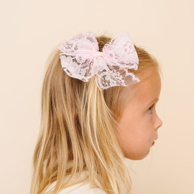 Lace Bow - Powder Pink Clip