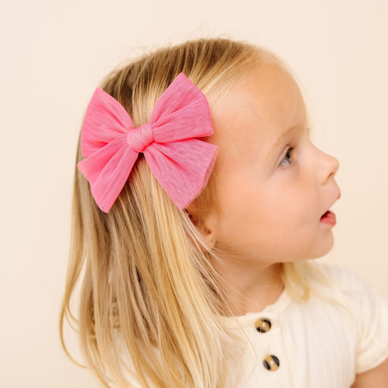 Tulle Bow - Strawberry Clip