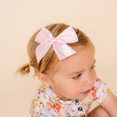 Satin Bow - Baby Pink Clip