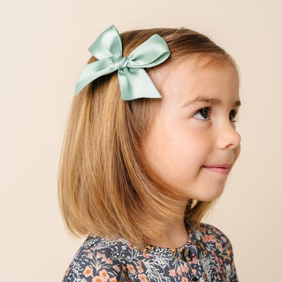 Satin Bow - Sage Clip